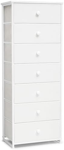 Fabric Dresser for Bedroom, 7-Drawer Tall Vertical Storage Tower (White) - Image 2