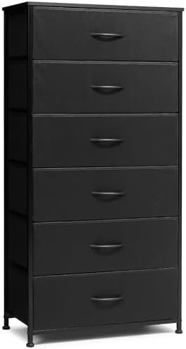Tall 6-Drawer Wide Fabric Storage Tower Dresser for Closet, Black - Image 2