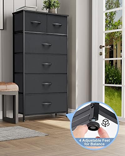Crestlive Products Vertical Tall Fabric Dressers for Bedroom, Storage Tower - Sturdy Frame, Wood Top & Handles - Organizer Unit for Home Dorm-Black - Image 5