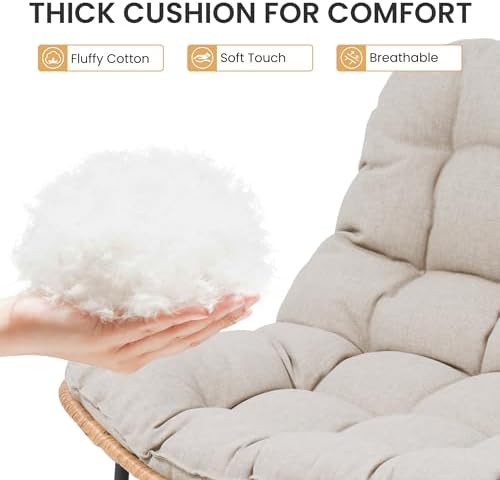 Outdoor Loveseat, Boho Rattan Patio Couch with Soft Cushion (Beige) - Image 6