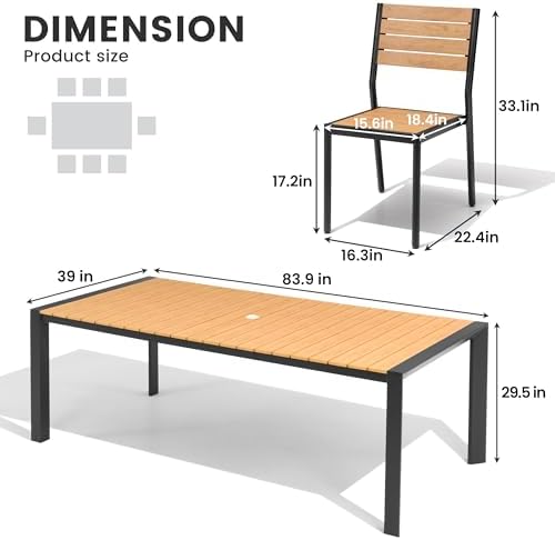 Crestlive 9 Pieces Outdoor Dining Set 83" Patio Table and Chair Sets for 8 - Image 3