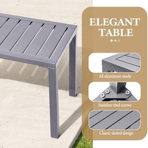 Aluminum Outdoor Side Table, Small Patio Coffee Bistro End Table, Gray - Image 6