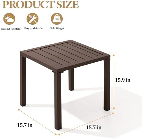 Crestlive Products Aluminum Outdoor Side Table, Pool Lounge Chair Side Table, Weather Resistant Small Square Coffee End Table for Patio, Yard, Garden, Porch, Deck, Indoor, Outdoor - Image 4