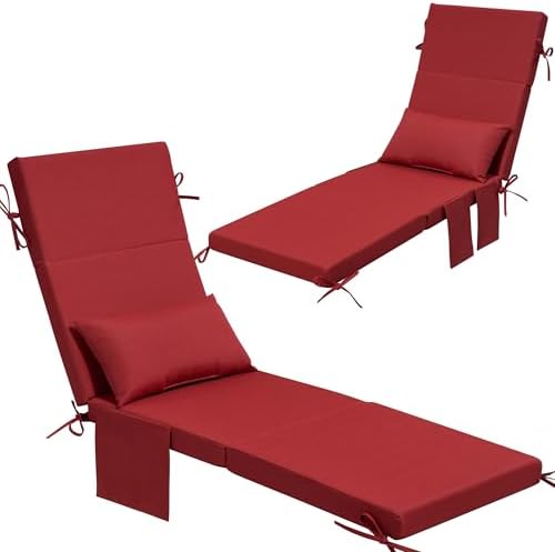 Crestlive Foldable Outdoor Lounge Chair Cushions w/Pillow&Pocket, 72"x21" - Image 2