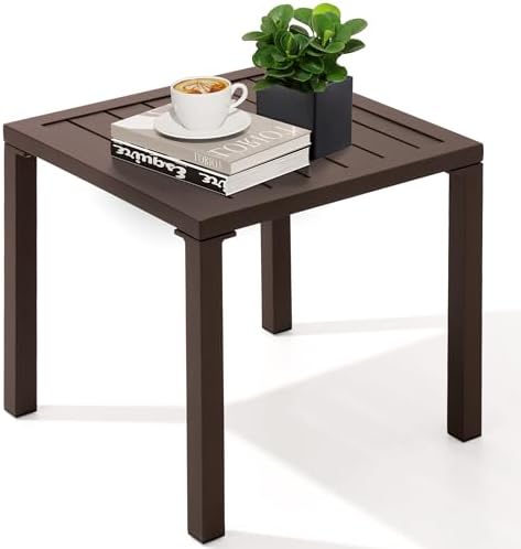 Crestlive Products Aluminum Outdoor Side Table, Pool Lounge Chair Side Table, Weather Resistant Small Square Coffee End Table for Patio, Yard, Garden, Porch, Deck, Indoor, Outdoor - Image 2