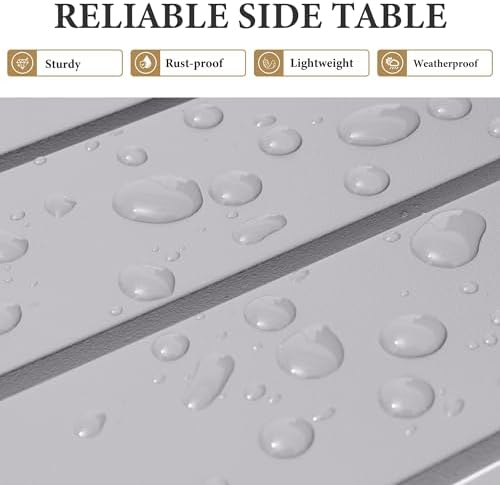 Aluminum Outdoor Side Table, Small Patio Coffee Bistro End Table, Gray - Image 5