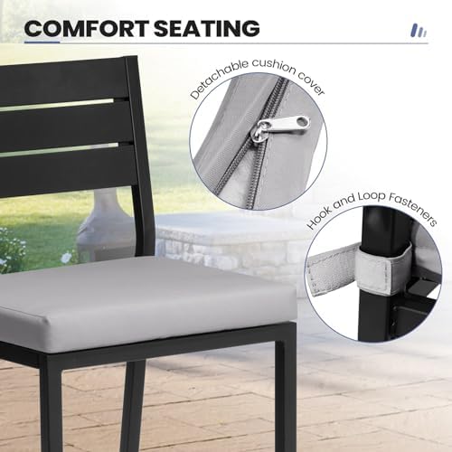 26.8" Outdoor Counter Bar Stools Set of 2, Patio Chairs with Backrest - Image 4