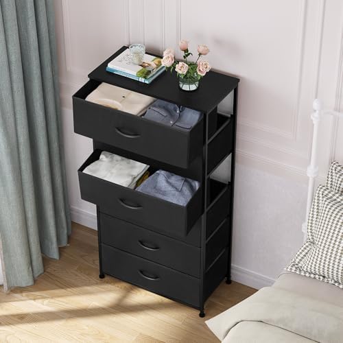 Tall 6-Drawer Wide Fabric Storage Tower Dresser for Closet, Black - Image 5