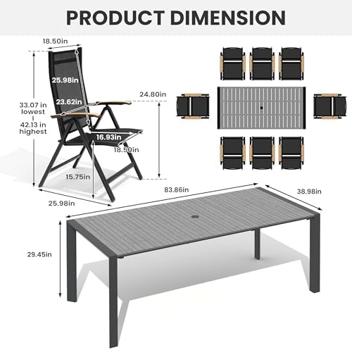 Crestlive Products 9 Pieces Aluminum Outdoor Patio Dining Set of 8 - Image 3