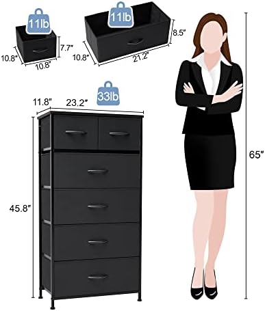 Crestlive Products Vertical Tall Fabric Dressers for Bedroom, Storage Tower - Sturdy Frame, Wood Top & Handles - Organizer Unit for Home Dorm-Black - Image 7
