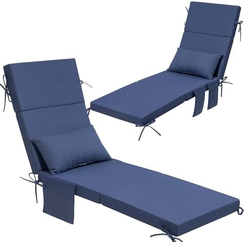Crestlive Foldable Outdoor Lounge Chair Cushions w/Pillow&Pocket, 72"x21" - Image 2