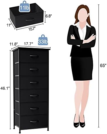 Crestlive Products Vertical Tall Fabric Dressers for Bedroom, Storage Tower - Sturdy Frame, Wood Top & Handles - Organizer Unit for Home Dorm-Black - Image 6