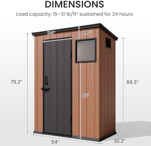 5x3 FT Lean-to Plastic Storage Shed, Waterproof Resin Garden House - Image 3