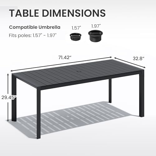 Crestlive Products Outdoor Dining Table for 6, 71" Aluminum Patio Table - Image 4
