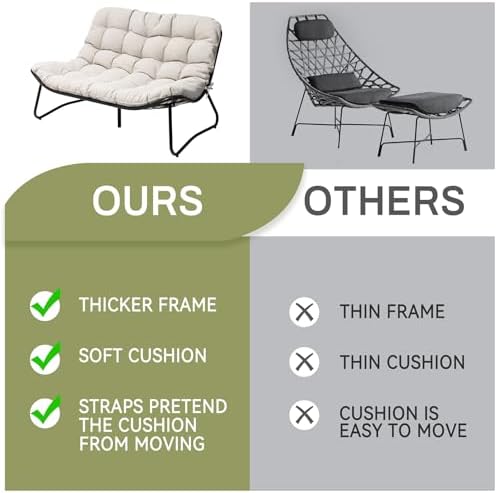 Outdoor Loveseat with Soft Cushion,Patio 2-Seat Boho Sofa (Beige) - Image 4