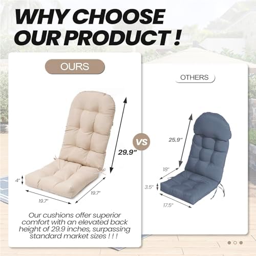 50x20x4 In Adirondack Chair Cushion Set of 2, Thick Outdoor Chair Cushion - Image 4