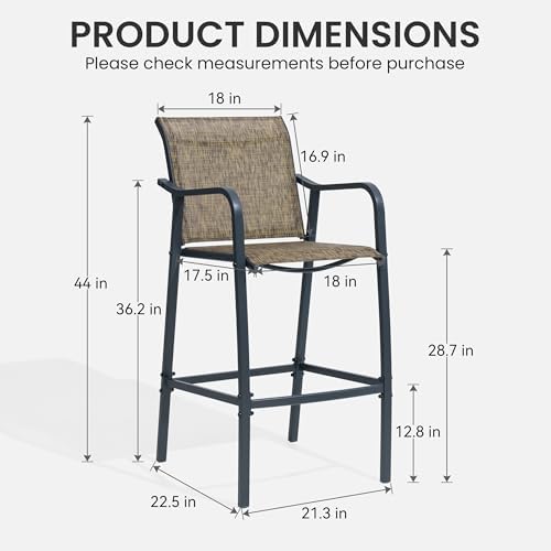 Crestlive 28.7" Outdoor Bar Stools Set of 2, 500 lb Mesh Patio Bar Chairs - Image 3