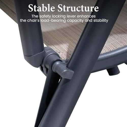 Crestlive Products 7 Pieces Patio Dining Set for 6, Outdoor Table and Folding Dining Chairs 70in Rectangle Aluminum Table with Umbrella Hole Foldable Adjustable High Back Patio Chairs, Brown - Image 7