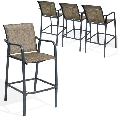 Crestlive 28.7" Outdoor Bar Stools Set of 4, 500 lb Mesh Patio Bar Chairs - Image 2