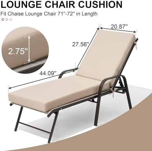 Crestlive Chaise Lounge Cushions Outdoor Set of 2, 72"x21", Water Resistant - Image 3