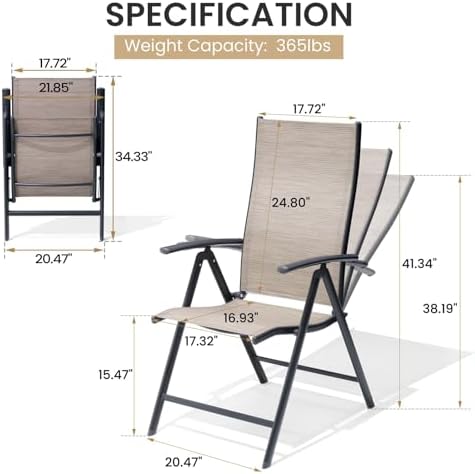 Crestlive Products Folding Patio Chairs Set of 2, Foldable Outdoor Chair - Image 4