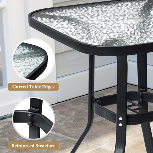 Crestlive Products Outdoor Dining Table for 6, 70" Rectangular Patio Table with Metal Frame 1.6" Umbrella Hole for Backyard Balcony Garden, White - Image 4