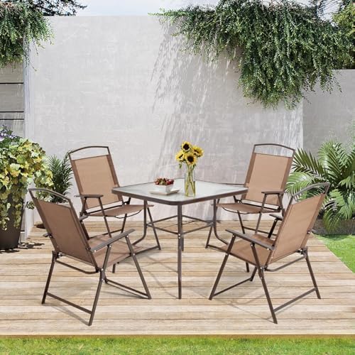Crestlive Products 5 Piece Patio Dining Set, 4 Folding Chairs and Table - Image 2