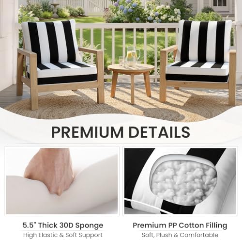 Crestlive Water Resistant Outdoor Deep Seat Cushion Set of 2, 24x24x5.5 - Image 6