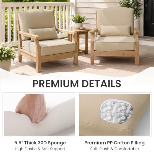 Crestlive Outdoor Deep Seat Cushion Set of 2, with Pillow, 24x24x5.5 - Image 6