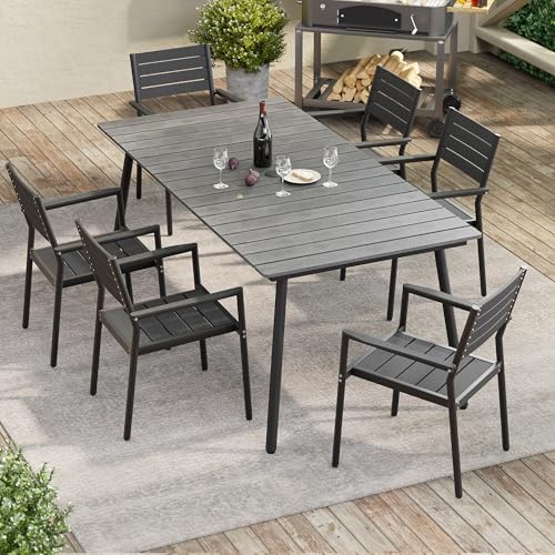 Crestlive Products Outdoor Dining Chairs Set of 2, Aluminum Stackable Patio Chairs with Arm for Lawn Garden Backyard Deck Porch Yard, Black - Image 3
