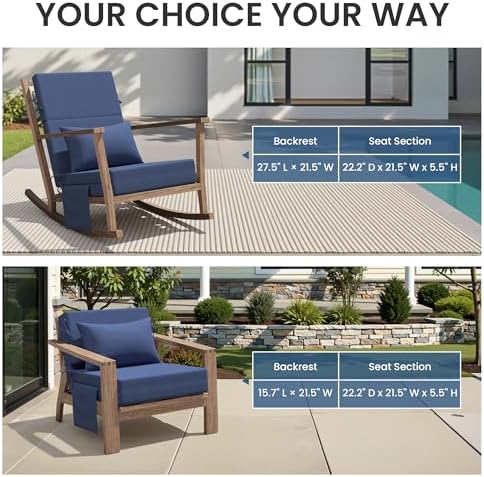 Crestlive Foldable Outdoor Lounge Chair Cushions w/Pillow&Pocket, 72"x21" - Image 7