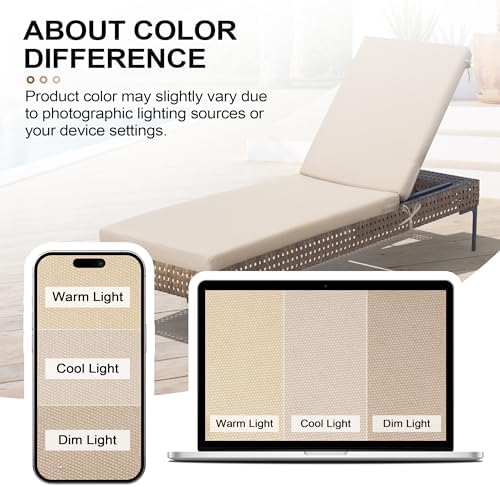 Crestlive Chaise Lounge Cushions Outdoor Set of 2, 72"x21", Water Resistant - Image 4