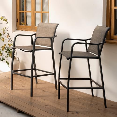 Crestlive 28.7" Outdoor Bar Stools Set of 2, 500 lb Mesh Patio Bar Chairs - Image 2