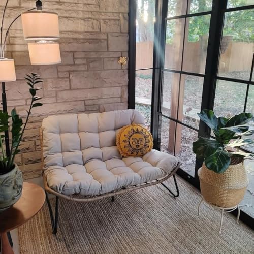 Outdoor Loveseat, Boho Rattan Patio Couch with Soft Cushion (Beige) - Image 5
