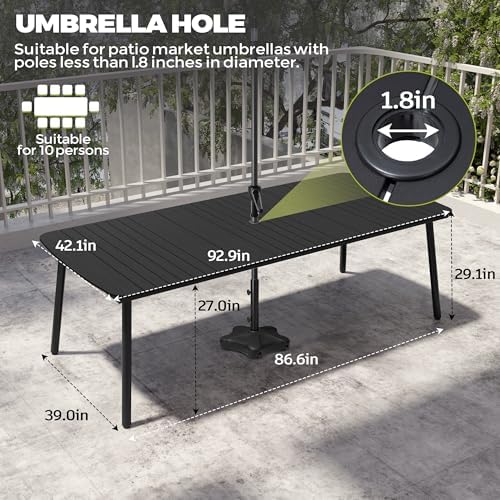 Outdoor Dining Table for 10 People, 93" Patio Rectangle Table - Image 4