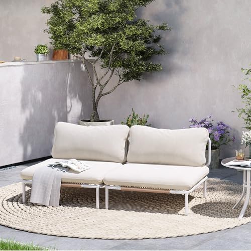 Oversized Outdoor Couch, 2-Seater Modular Sectional Sofa with Cushions - Image 2
