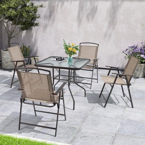 Crestlive Products 5 Piece Patio Dining Set, 4 Folding Chairs and Table - Image 2