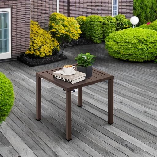 Crestlive Products Aluminum Outdoor Side Table, Pool Lounge Chair Side Table, Weather Resistant Small Square Coffee End Table for Patio, Yard, Garden, Porch, Deck, Indoor, Outdoor - Image 6