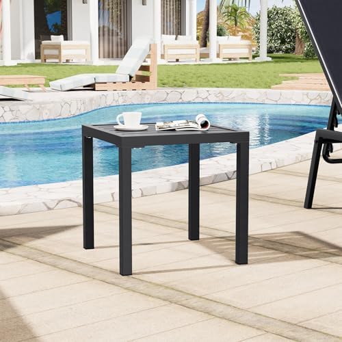 Outdoor Metal Side Table, Patio Small Square End Table, Black - Image 3