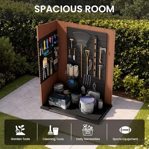 5x3 FT Lean-to Plastic Storage Shed, Waterproof Resin Garden House - Image 7