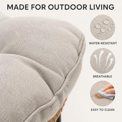 Outdoor Loveseat with Soft Cushion,Boho Rattan Patio 2-Seat Sofa (Beige) - Image 7