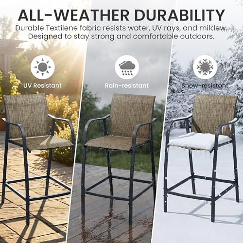 Crestlive 28.7" Outdoor Bar Stools Set of 2, 500 lb Mesh Patio Bar Chairs - Image 5