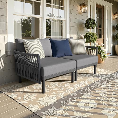 Aluminum Outdoor Patio Furniture Set, 2 Seat Modular Patio Sectional Sofa - Image 2