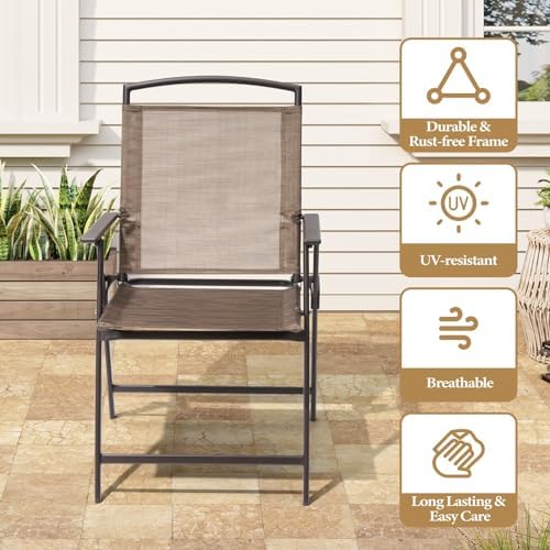 Crestlive Products 5 Piece Patio Dining Set, 4 Folding Chairs and Table - Image 7