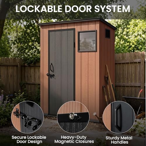 5x3 FT Lean-to Plastic Storage Shed, Waterproof Resin Garden House - Image 5