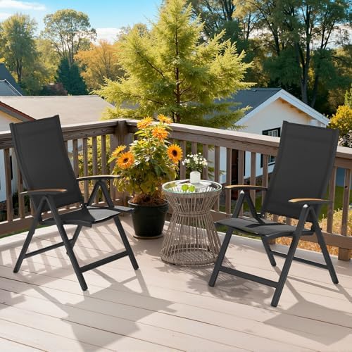 Crestlive Products Folding Patio Chairs Set of 2, Outdoor Recliner Chairs - Image 3