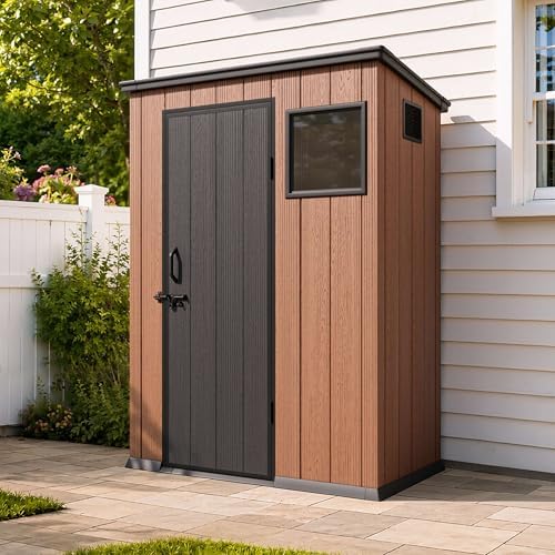 5x3 FT Lean-to Plastic Storage Shed, Waterproof Resin Garden House - Image 2