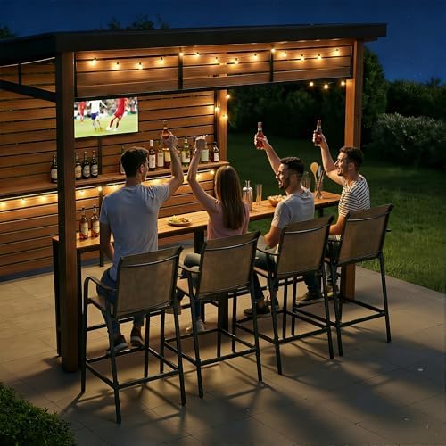 Crestlive 28.7" Outdoor Bar Stools Set of 2, 500 lb Mesh Patio Bar Chairs - Image 4