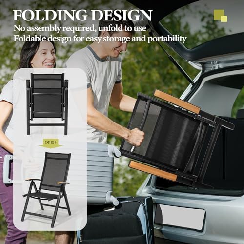 Crestlive Products Folding Patio Chairs Set of 2, Outdoor Recliner Chairs - Image 7