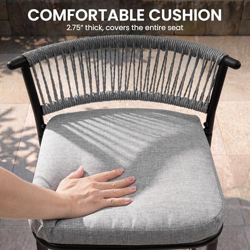 Outdoor Bar Stools Set of 4, 26" Stackable Counter Stools with Rattan Back - Image 7